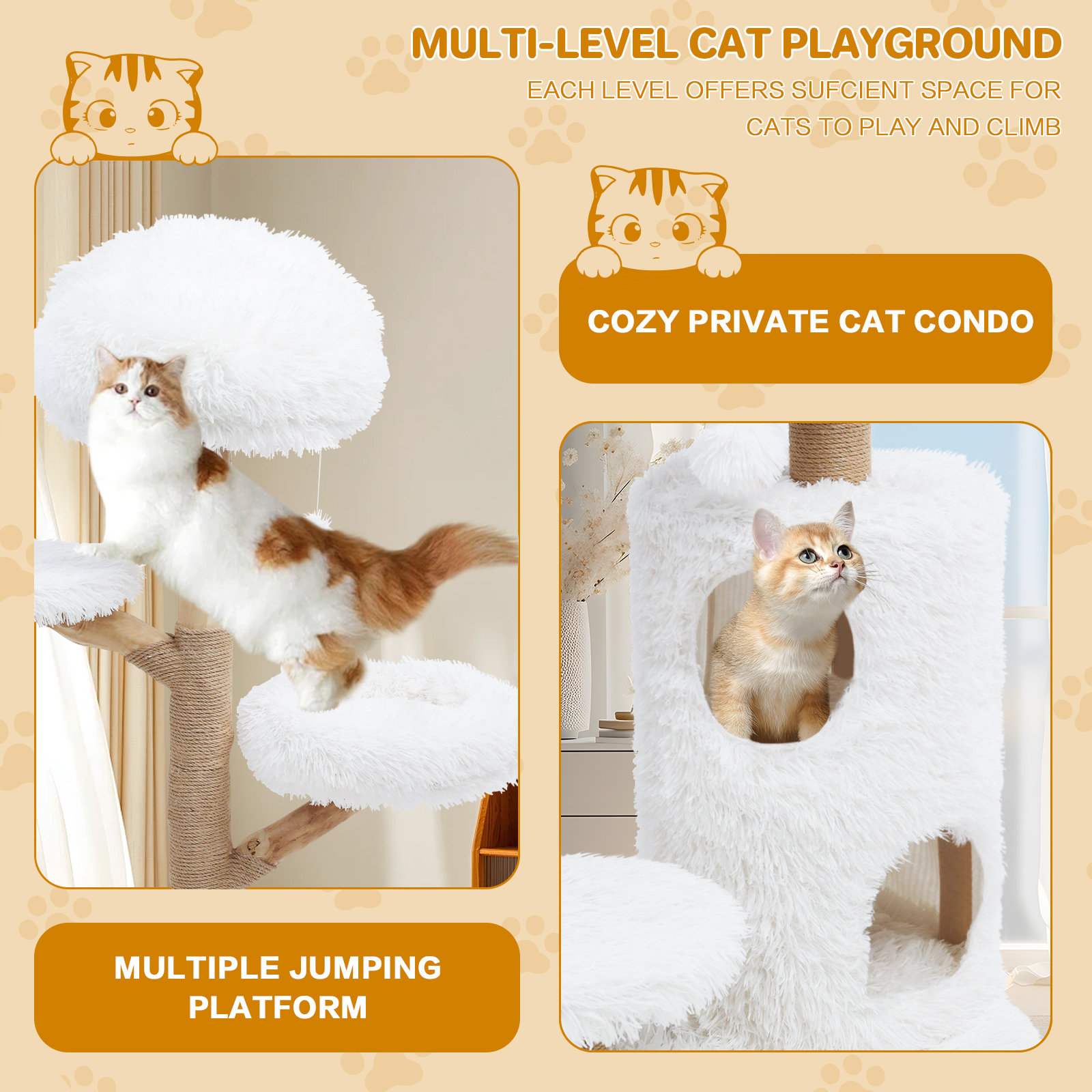 Tucker Murphy Pet™ Wooden Cat Tree Tower For Indoor Cats, 52
